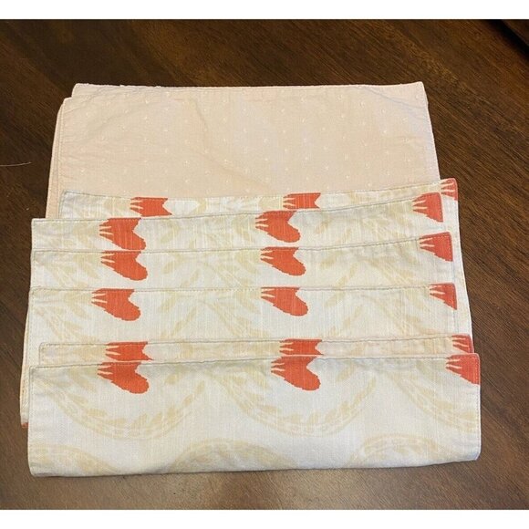 Set Of 6 Place Settings Hearts Placemats REVERSABLE hob nob on the other side - Picture 11 of 11